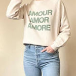 Sézane Sezane M Amor Sweatshirt in Cream and Green Photo 0