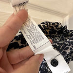 ZARA ‎ Animal Print Blouse Top Ruched Sleeve Mock Neck Black White Chic Photo 5