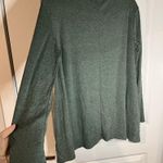 Sanifer Dark Olive Green Elongated Blouse Trimmed in White Lace Photo 4