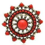 Red Sunburst Geometric Brooch Pin Bold Retro Statement Costume Jewelry Photo 0