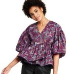Kika Vargas x Target Wrap Top Size Medium Coral Reef Scalloped Edge Purple NWT Photo 0