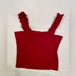 Intermix Red shirt ruffle straps, ribbed knit, size medium Photo 1