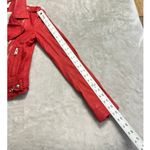 IRO Luiga Cropped Moto Jacket Women 36 Red Silver Double Zip Button Long Sleeve Photo 11