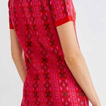 Free People Kitt Mini Dress M Sweater Knit Retro Collar V Neck Red Berry Preppy Photo 0