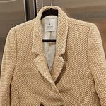 ANINE BING ππ Tweed Double Breasted Fishbone Blazer ~ Tan & Cream Medium Photo 13