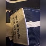 J.Crew VTG  Navy blue with white stripe Acetate ribbon belt M/L Photo 2