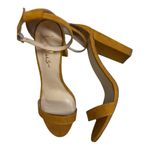 Lulus  Taylor Mustard Yellow Suede Ankle Strap Heels Size 8.5 Photo 3