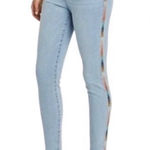 Knox Rose  Light Blue Skinny Jeans with Multicolor Stripe Photo 0