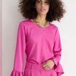 J.Crew winter garden top magenta pink silk ruffle sleeve blouse women’s XXS Photo 9