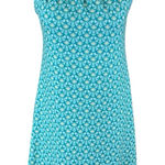 prAna  L Halter Active Dress Built In Bra Geometric Boho Travel Yoga Teal Photo 0