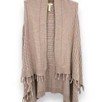 Matilda Jane  tan open front fringe long line sleeveless cardigan sweater vest XS Photo 1
