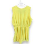 Vintage 80s Yellow Terry Romper Elastic Waist Zip Front Sleeveless Pool Coverup Size M Photo 1