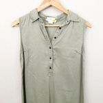 C&C California | Lyocell Collared Shirt Dress Olive Green Sleeveless | Small Photo 2