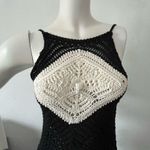 ZARA  halter neck black white sleeveless knit crochet maxi pullover dress small Photo 3