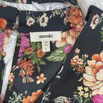 MERAKI black floral choker collar blouse. Size large. Photo 4