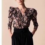 ST. ROCHE Floral Hatfield Top in Belladonna Print Organic Cotton Size 0 $285 Black Photo 1