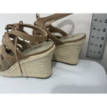 a.n.a Womans  Size 8 Tan Suede Strappy Lace Up Open Toe Wedge Espadrille Sandals Photo 3