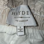HAYDEN LOS ANGELES Ruffle Strap Wide Leg Pin Striped Cotton Jumpsuit EUC Small Tan Photo 9