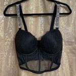 Victoria's Secret Victoria’s Secret Black Rhinestone Strap Pushup Corset Bra Top 34DD Photo 0