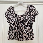 Free People Meg’s leopard print crop top black pink bubble hem mesh Photo 5