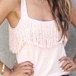 Sincerely Jules Dusty Rose Fringe Knit Tank Top Photo 0