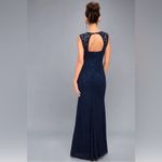 Lulus  Rosetta Gown Lace Mermaid Sleeveless Sweetheart Neck Blue Maxi Dress Small Photo 1