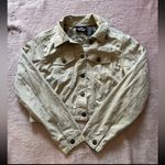 HARLEY DAVIDSON Women’s Crop Top Jacket‎ Canvas Biker Khakis Sz Large Yellow Photo 0