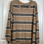 Soft Surroundings Plus Size  Shayna Cashmere Sweater Tan/Black Stripe Size 2X NWT Photo 2