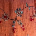 Ana & Rose Linen Embroidered Blouse Womens Size M Floral Boho Button Up Hippie Orange Size M Photo 8