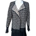 Andrea Jovine  Womens Small Sweater Black Tan Geometric Print Open Front Cardigan Photo 4