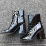 Circus by Sam Edelman New  7 Women NY Layla Bootie Black Square Toe Zipper Croc Photo 5