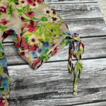 Old Navy Women's Floral Open Arm Cropped Blouse XS Extra Small Multicolor Sheer Photo 7