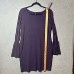 Ann Taylor  Dress Womens M Purple Crew‎ Neck Pullover Long Bell Sleeve Dress Photo 3