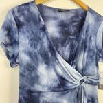Lane Bryant Blue Tie Dye Stretch Knit O ring Wrap Cap Sleeve Dress 22 24 Petite Photo 7