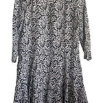 Club Monaco  Silk Dress 4 Black White Whimsical Floral Fairy‎ Boho Cottagecore Photo 0