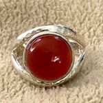 Sterling Silver Carnelian and  Statement Open Band Ring Photo 9