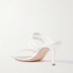Gianvito Rossi NIB $895 Kay White Leather Scalloped Sandal Mules Photo 1
