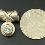 Sterling Silver Vintage 925 CID Clear Solitaire Slider Pendant 3.8g Photo 7