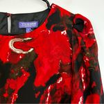 Vivienne Tam NWT Abstract Red Shift Mini Dress Long Balloon Sleeves Size 4 Photo 3