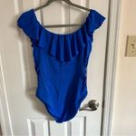 Trina Turk Women’s Monaco Off The Shoulder Ruffle One Piece Swim Blue Size 12 Photo 1