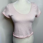 Colsie Ribbed Crop Top Lettuce Trim Scoop Neck Size XL Pale Pink Photo 0