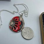 Artisan Cheryl Steveris floral handmade pendant necklace. Silver Photo 3