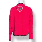 Vintage Christmas Cardigan Knit Sweater Red Green Applique Hearts Petite Large Size undefined Photo 3