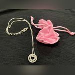 Vintage AVON Crystal Circle Heart Pendant Necklace in Pouch #F3098681 Photo 4