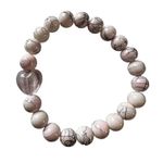 Pair of Pink and Black Glass Heart Beaded Stretch Bracelets Photo 3