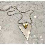 Jenny Bird  Shield Necklace Silver Tone with triangle Rhinestone excellent condit Photo 1