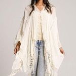 Muche Et Muchette Ivory Lace Shawl Poncho Boho One Size Fringe Beach Coverup Tan Photo 0