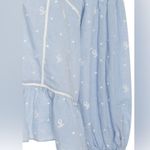 Ulla Johnson Etienne Blouse Chambray Floral Embroidered Swiss Dot Photo 3