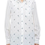 Equipment  Reese Archive Provence Floral Striped Shirt Silk Size Medium Photo 0