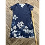 Women Casual Short Sleeve V Neck Loose Midi Dress Floral Print Shirt Dress Blue Size M Photo 5